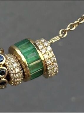 Gold Emerald Rondelle Charm